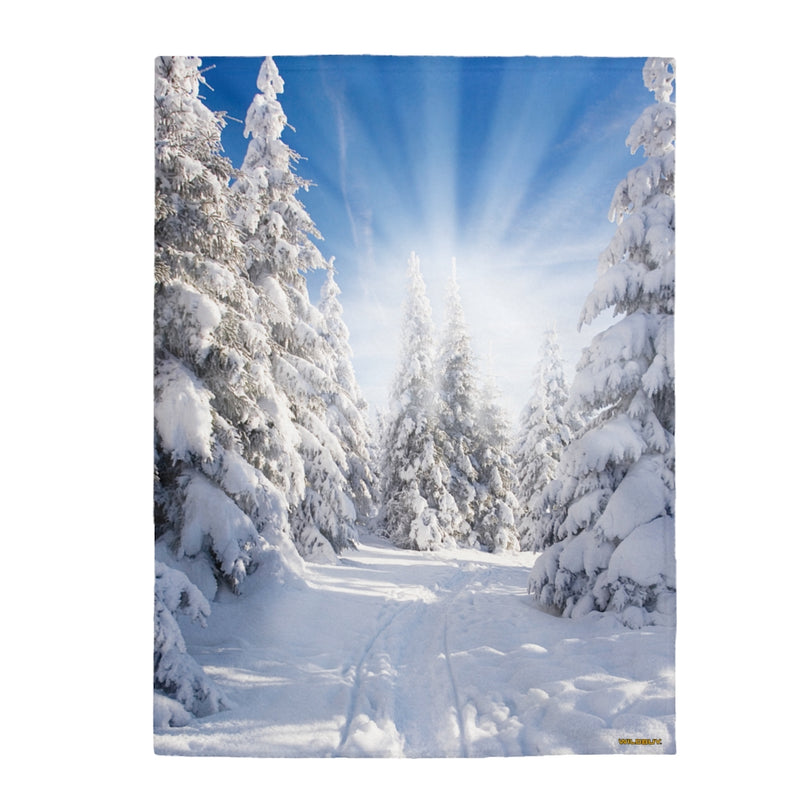 Snowfilled Trees Velveteen Plush Blanket, Free Shipping, Two Sizes, Throw Blanket, Extra Soft, Custom Photo, Throws
