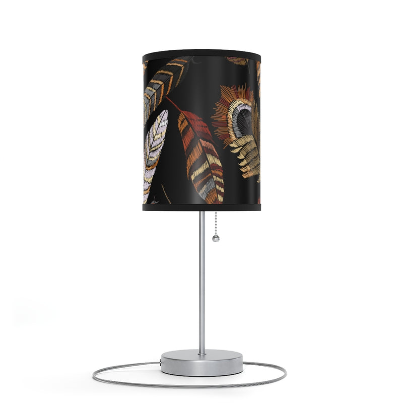 Boho Indian Feathers Night Light, Indoor Table Lamp, Custom Print Lamp, Bedside Lamp, Boho Feathers Lamp, Southwest Lamp