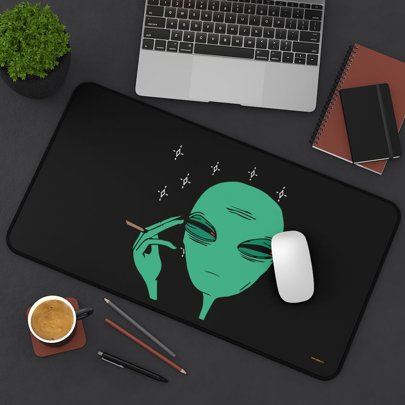 Aliens Smoke Weed Desk Mat, Free Shipping, Two Sizes, Large Deskmat, Gaming Mouse Pad, Mouse Pad For Gamers, Desk Pad, Cannabis