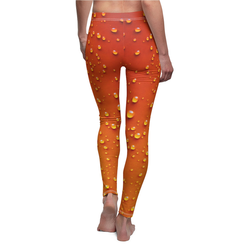 Designer Women's Cut & Sew Casual Leggings; Orange Water Beads