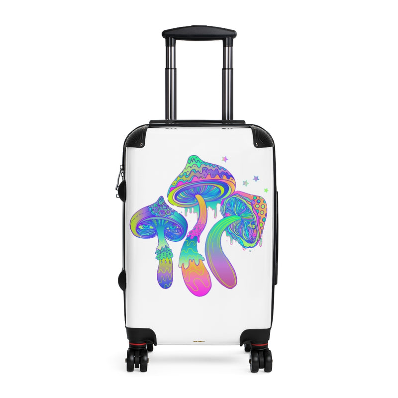 Mushrooms Boho Suitcase, Free Shipping, Travel Bag, Custom Photo Suitcase, Carry On Cabin Rolling Spinner, Luggage, Boho Chic