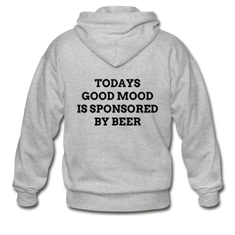 Todays Good Mood Is Sponsored By Beer  Heavy Blend Adult Zip Hoodie - heather gray