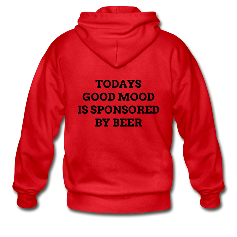Todays Good Mood Is Sponsored By Beer  Heavy Blend Adult Zip Hoodie - red