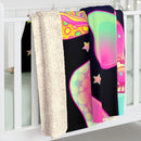 Boho Mushroom Blanket, Sherpa Fleece Blanket, Free Shipping, Two Sizes, Throw Blanket, Extra Soft, Psychedelic, Free Spirit, Hippie