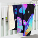 Mushroom Boho Blanket, Sherpa Fleece Blanket, Free Shipping, Two Sizes, Throw Blanket, Extra Soft, Boho Chic, Psychedelic, Vintage