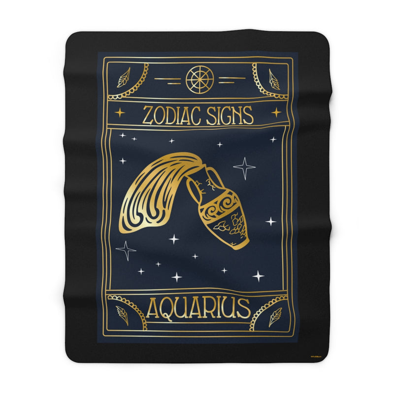 Aquarius Zodiac Blanket, Sherpa Fleece Blanket, Free Shipping, Two Sizes, Throw Blanket, Extra Soft, Custom Photo, Astrology