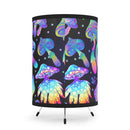 Blue Mushrooms Tripod Lamp with High-Res Printed Shade, USCA plug