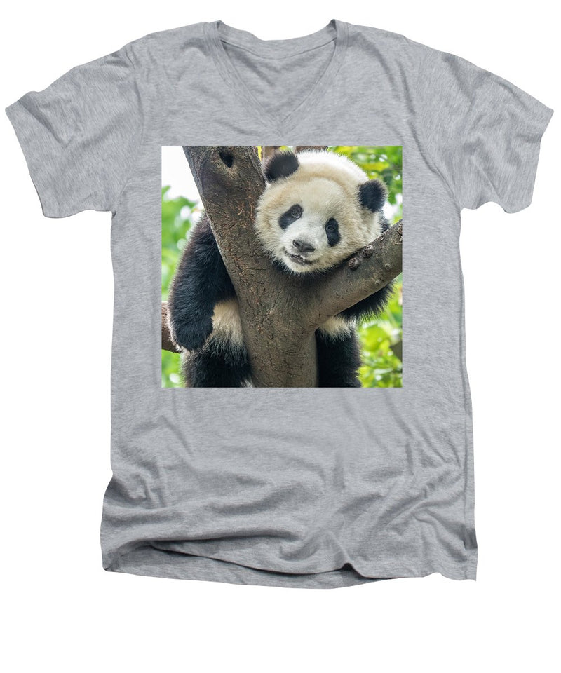 Panda in Tree - Men's V-Neck T-Shirt