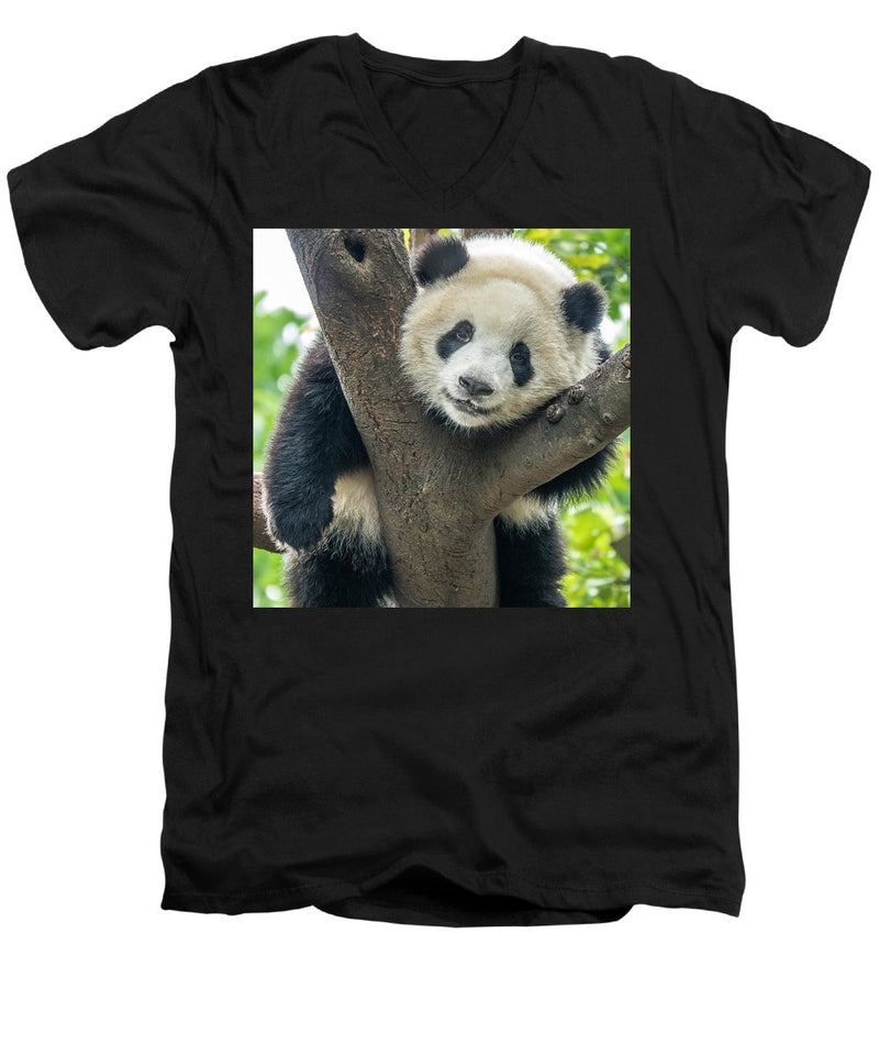 Panda in Tree - Men's V-Neck T-Shirt