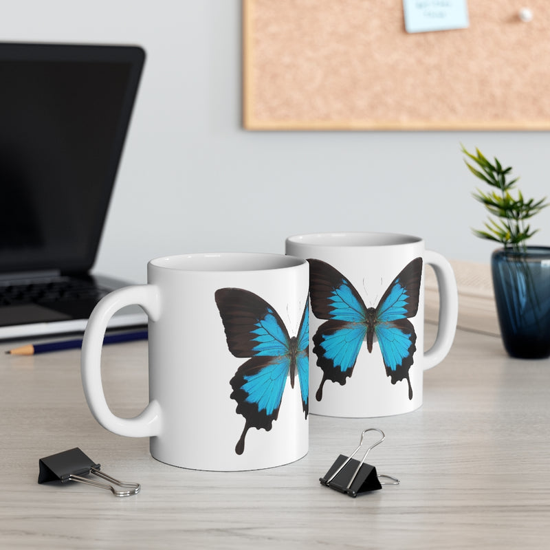 Lustrous Butterfly 11oz White Mug