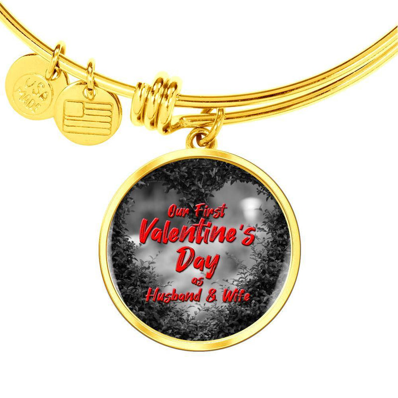 First Valentines Day as Husband and Wife Bangle Bracelet