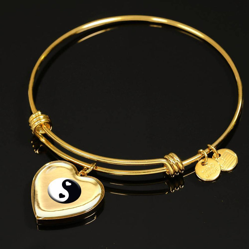 Hearts Yin Yang Bangle Bracelet