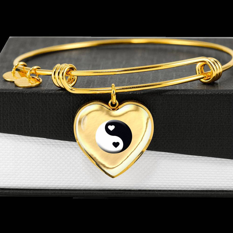 Hearts Yin Yang Bangle Bracelet
