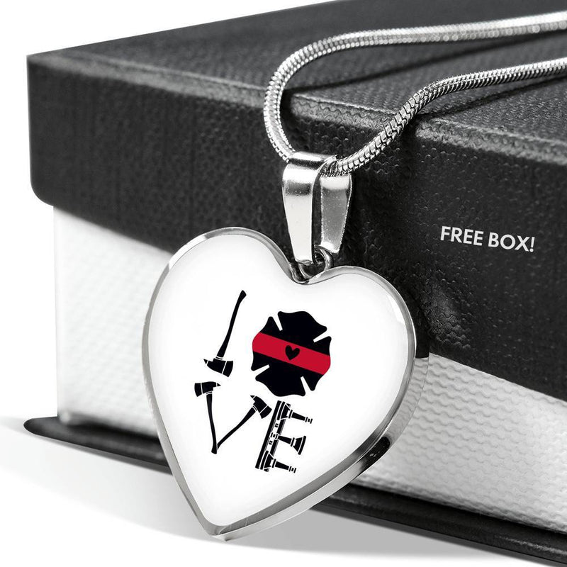 LOVE- Thin Red Line Of Courage Necklace
