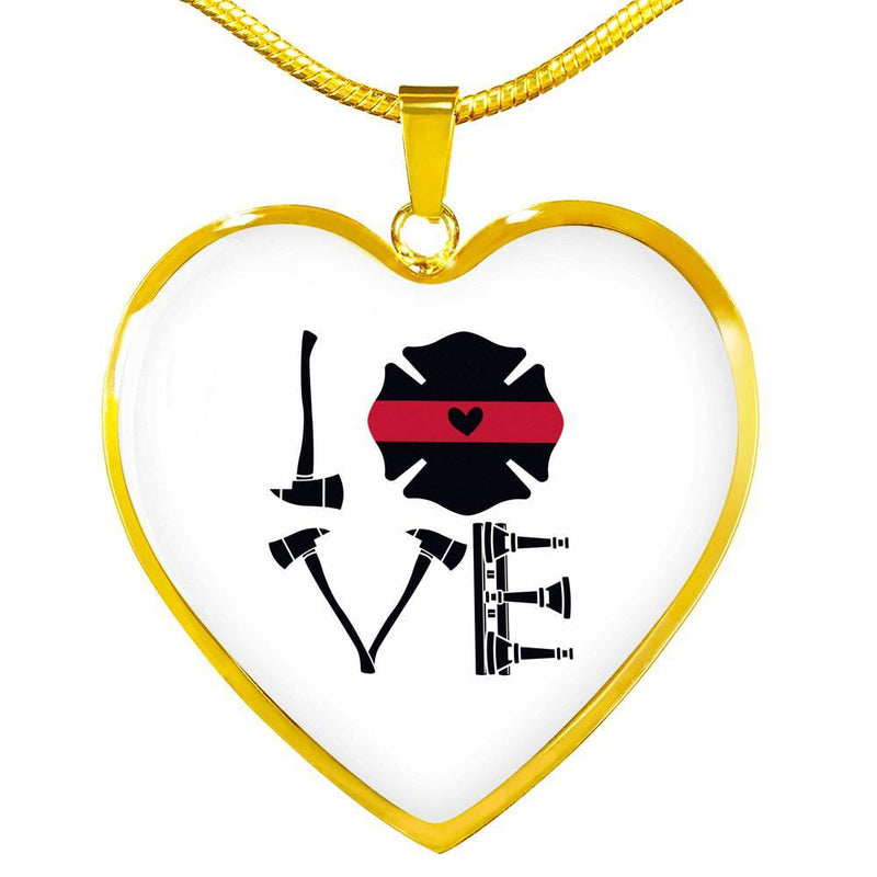 LOVE- Thin Red Line Of Courage Necklace