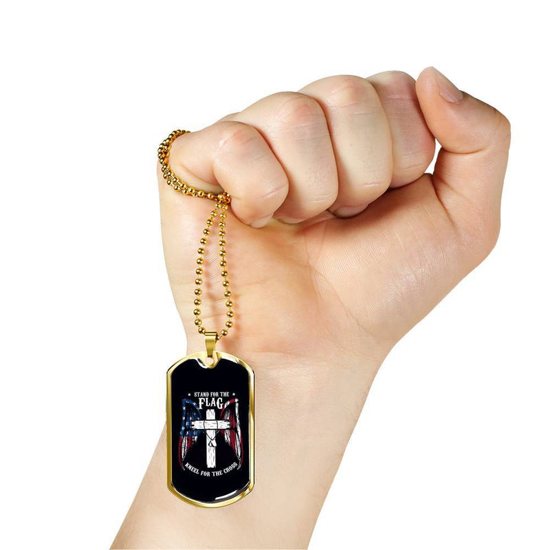 Stand For The Flag, Kneel For The Cross Dog Tag