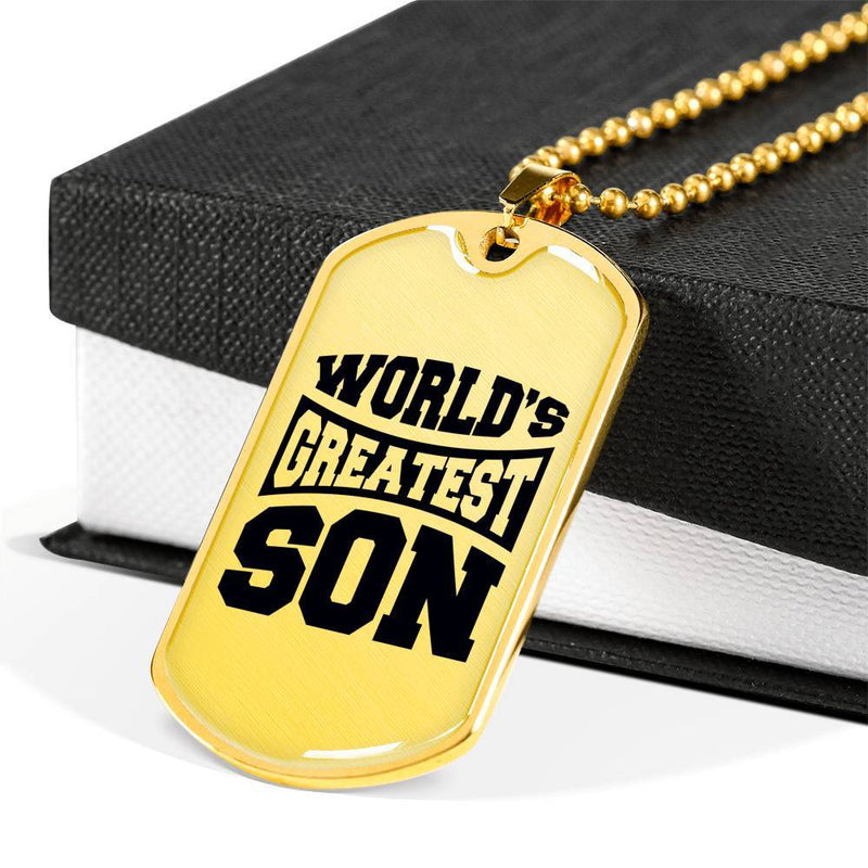 World's Greatest Son - Gold Dog Tag