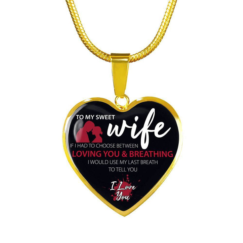 To My Sweet Wife - Gold Heart Necklace