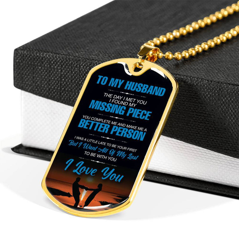 To My Husband - Gold Dog Tag