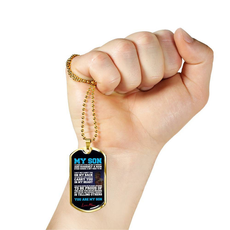 To My Son, I Closed My Eyes - Gold Dog Tag