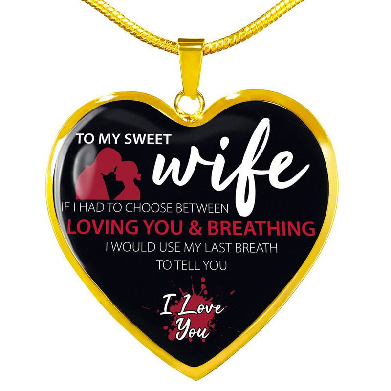 To My Sweet Wife - Gold Heart Necklace