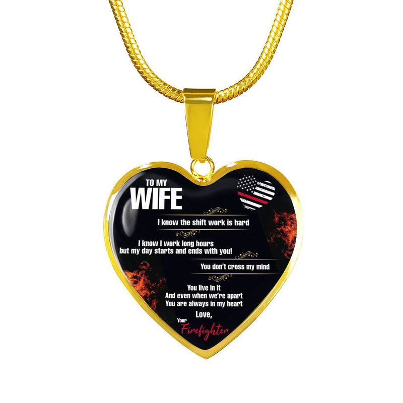 To My Wife, Love Your Firefighter - Gold Heart
