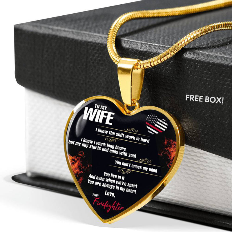 To My Wife, Love Your Firefighter - Gold Heart