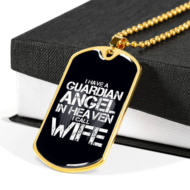 Guardian Angel Wife -  Gold Dog Tag