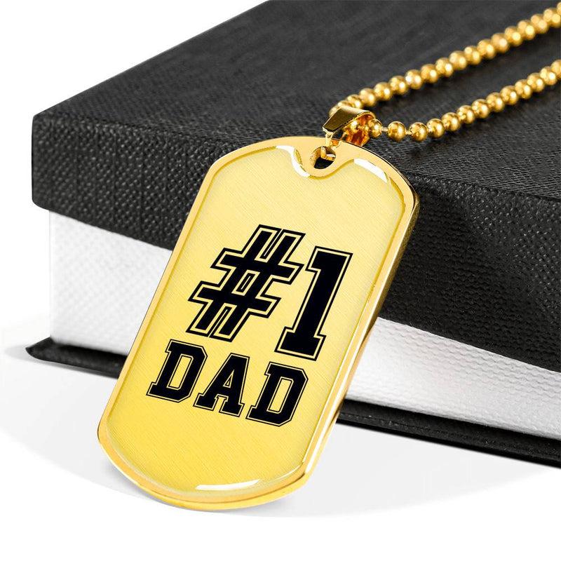 Number 1 Dad - Gold Dog Tag