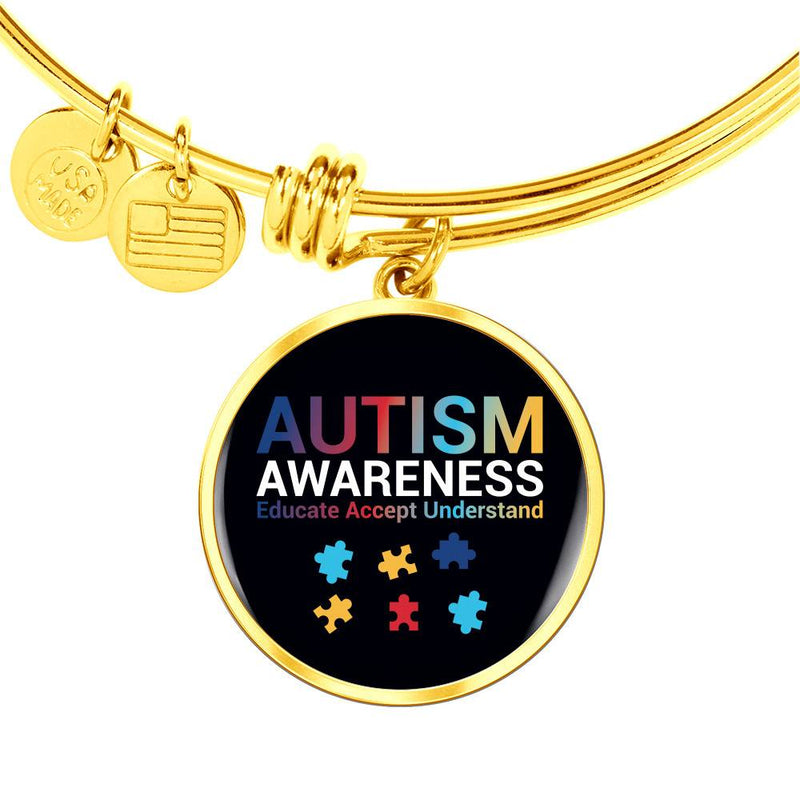 Autism Awareness Educate Accept Understand Pendant Bangle
