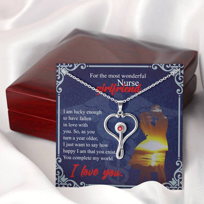 For The Most Wonderful Nurse Girlfriend Necklace (Mahogny Box)
