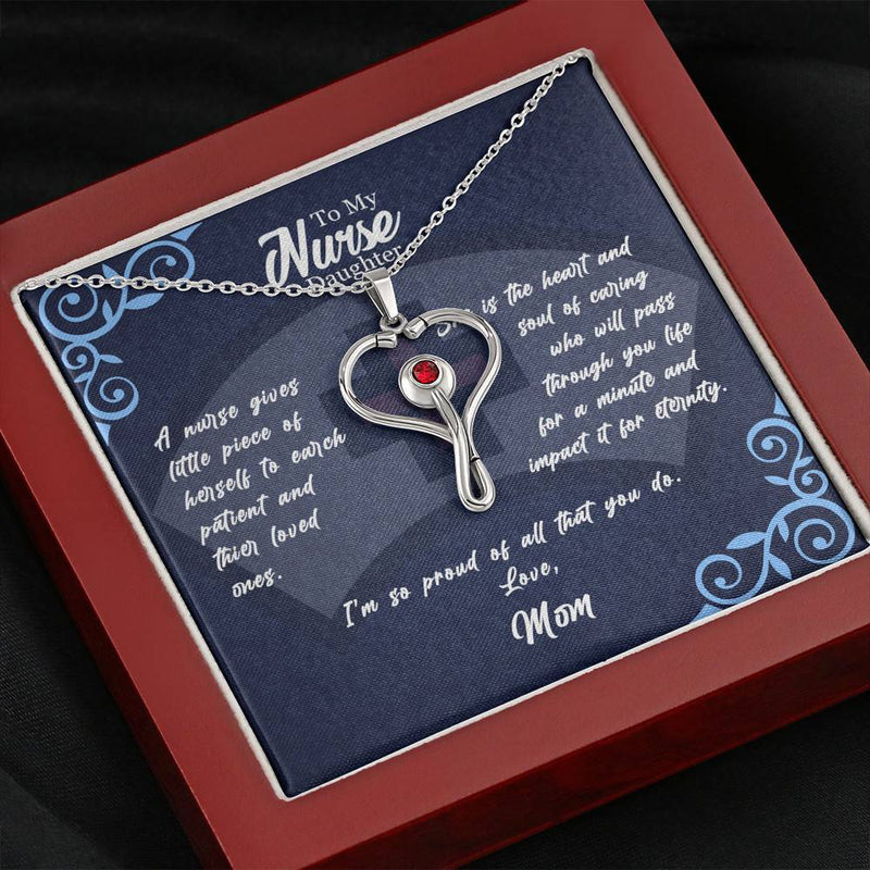 To My Nurse Daughter Necklace (Mahogny Box)