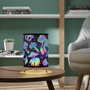 Blue Mushrooms Tripod Lamp with High-Res Printed Shade, USCA plug