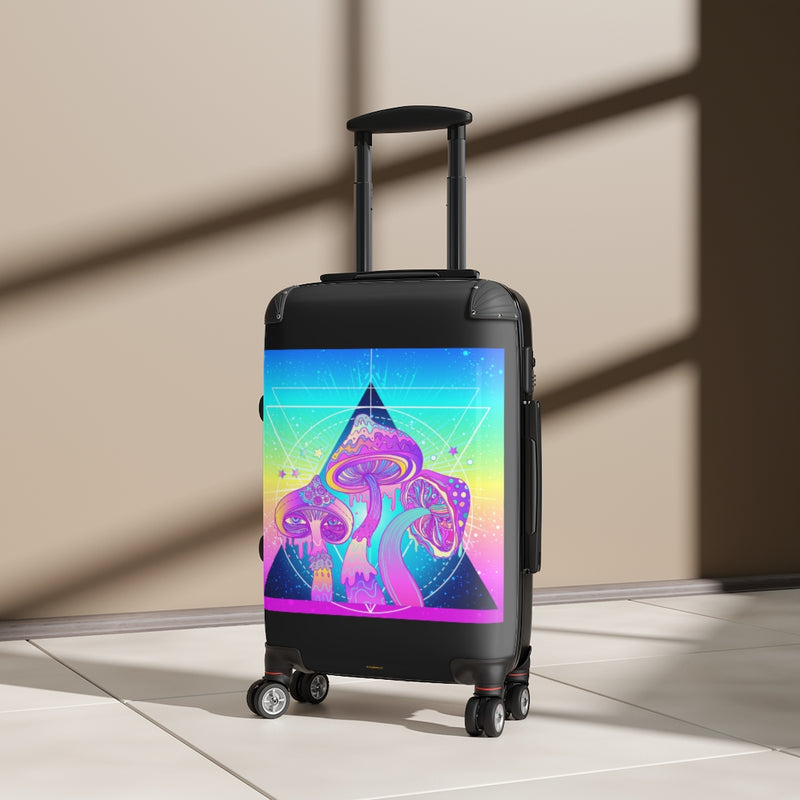 Mushroom Pyramid Suitcase, Travel Bag, Overnight Bag, Custom Photo Suitcase, Rolling Spinner Luggage
