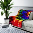 Bright Tie-Dye Blanket, Sherpa Fleece Blanket, Free Shipping, Two Sizes, Throw Blanket, Extra Soft, Free Spirit, Psychedic