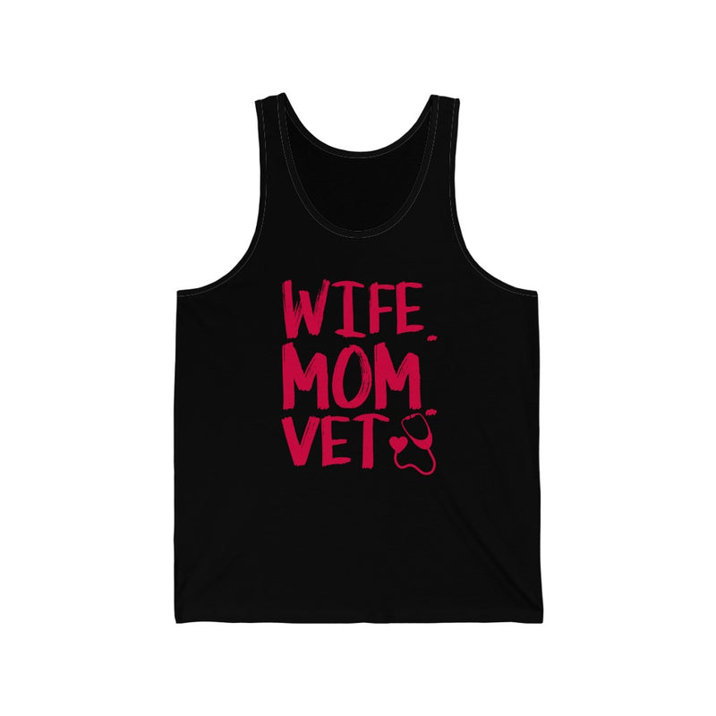 Wife Mom Vet Unisex Jersey Tank