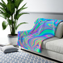 Psychedelic Sherpa Fleece Blanket, Trippy Cosmic Sherpa Blanket, Cute Hypno Blanket, Boho Rave Blanket, Hypnotic Blanket