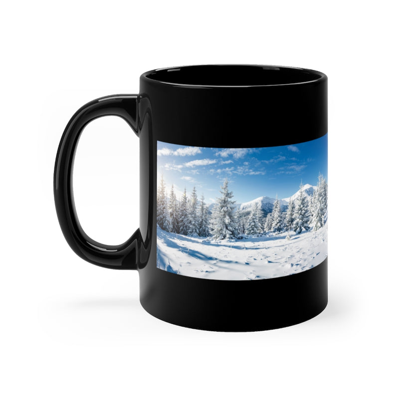 Snowy Trees 11oz Black Mug
