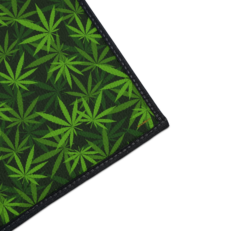 Marijuana Leaves Non Slip Heavy Duty Floor Mat, Floor Mats, Front Door Mat, Custom Photo, Non-Slip, Welcome Mat, Weed Floor Mat - 3 Sizes