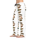 Boho Indian Feathers Pajama Pants, Free Shipping, Boho Lounge Pants, Boho Pajama Bottoms, Womens Boho Pajamas