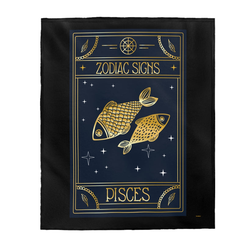 Pisces Zodiac Blanket, Velveteen Plush Blanket, Free Shipping, Two Sizes, Throw Blanket, Extra Soft, Horoscope, Astrology