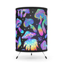 Blue Mushrooms Tripod Lamp with High-Res Printed Shade, USCA plug