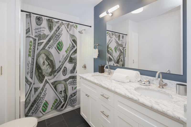 Designer Shower Curtain; Money
