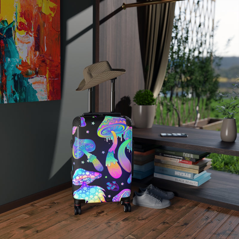 Mushroom Suitcase, Travel Bag, Free Shipping, Overnight Bag, Custom Photo Suitcase, Rolling Spinner Luggage, Luggage