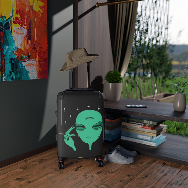 Very High Alien Carry On Cabin Suitcase, Travel Bag, Free Shipping, Overnight Bag, Custom Photo Suitcase, Rolling Spinner Luggage, Luggage