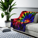 Bright Tie-Dye Blanket, Velveteen Plush, Free Shipping, Two Sizes, Throw Blanket, Extra Soft, Custom Photo, Throws, Free Spirit, Psychedelic