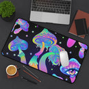 Boho Mushroom Desk Mat, Free Shipping, Two Sizes, Large Deskmat, Mouse Pad For Gamers, Desk Pad, Tie-Dye, Free Spirit