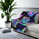 Mushroom Boho Blanket, Velveteen Plush Blanket, Free Shipping, Two Sizes, Throw Blanket, Extra Soft, Boho Chic, Gypsy, Psychedelic