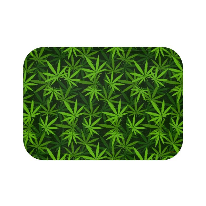 Marijuana Leaves Bath Mat, Free Shipping, Powder Room Mat, Bathroom Rug, Rugs, Non Slip, Runner, Shower, 2 Sizes