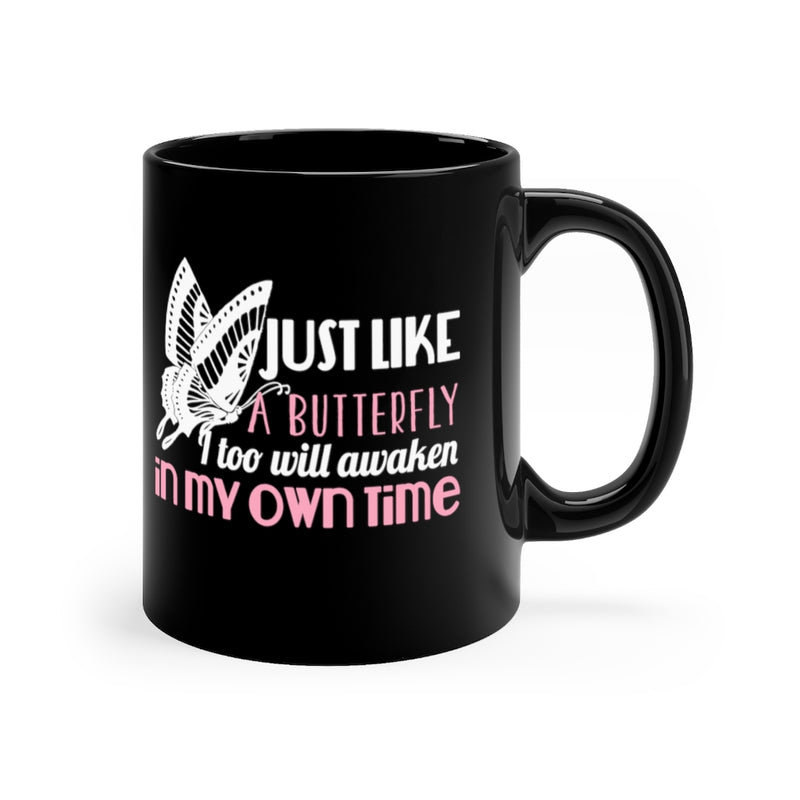 Just Like A Butterfly 11oz Black Mug